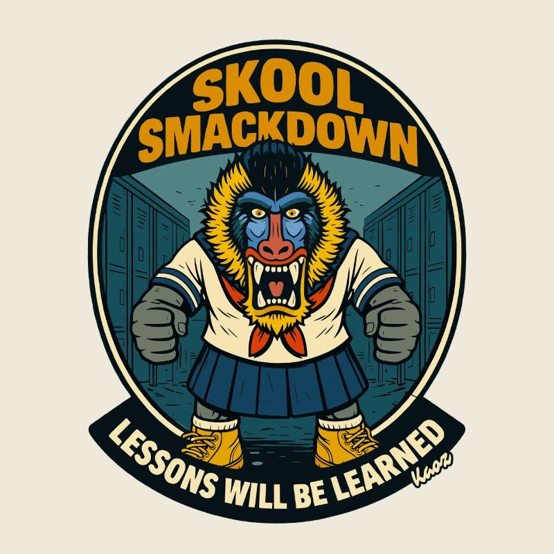 Schule Smackdown Primaten Affe Mandrill