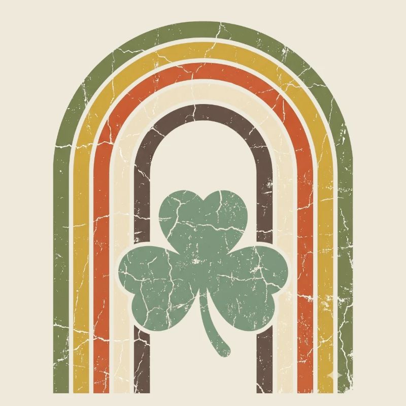 Arc-en-ciel vintage avec le trèfle de la Saint-Patrick