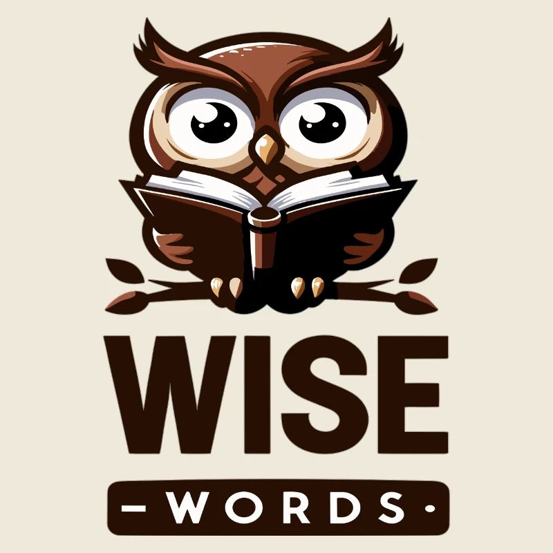 Chouette sage avec livre – Mots
