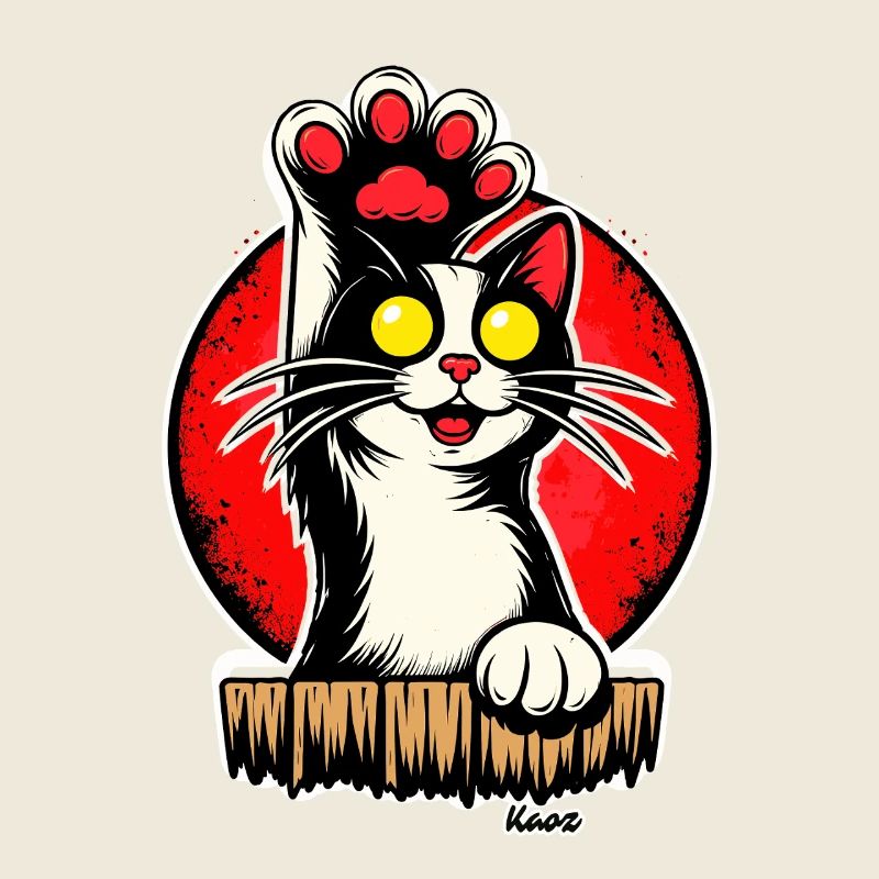 Cat paw high in retro style