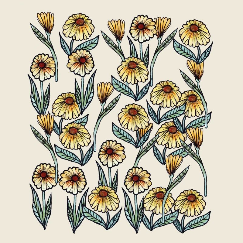 Sunlit Daisy Floral Pattern