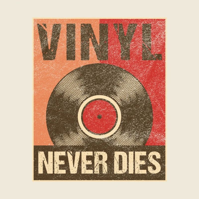 Graphique rétro de l’affiche Vinyl Never Dies