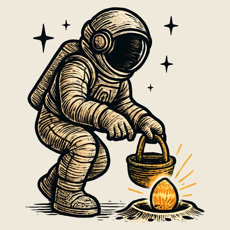 Astronaut collects easter egg