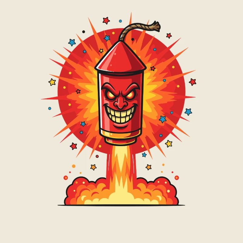 Laughing rocket in the fire