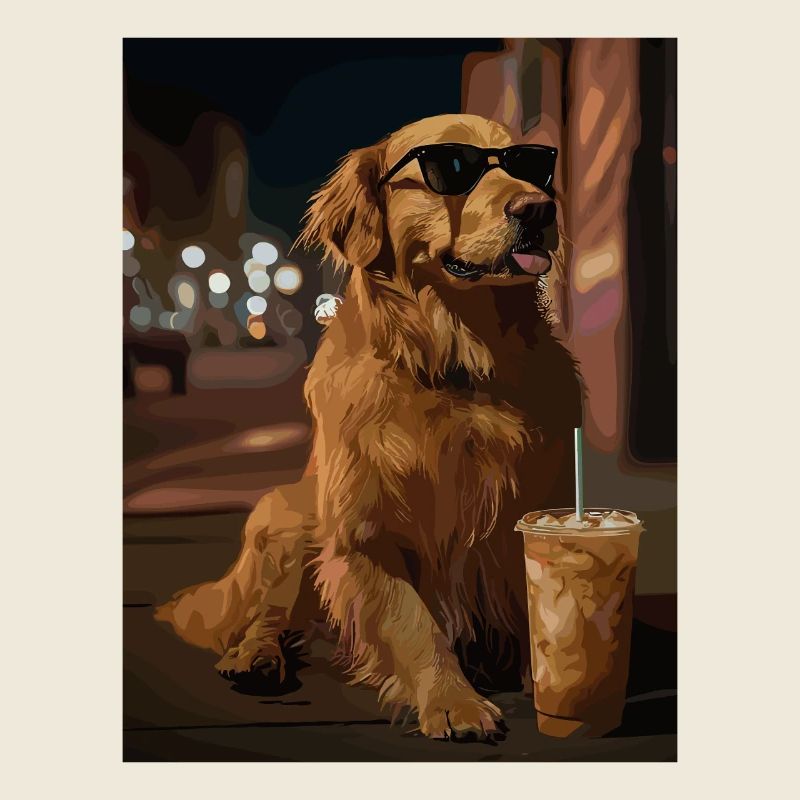 Chien avec des lunettes de soleil sous veilleuse