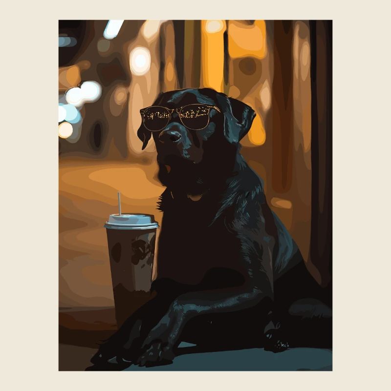 Nachtlounge Hund mit Sonnenbrille