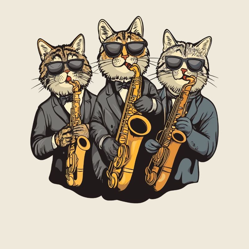 Jazzkatzen im Anzug Saxophon