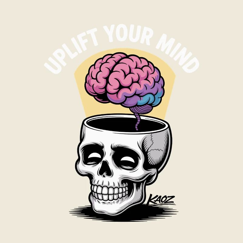 Skull and Floating Brain, uplift your mind