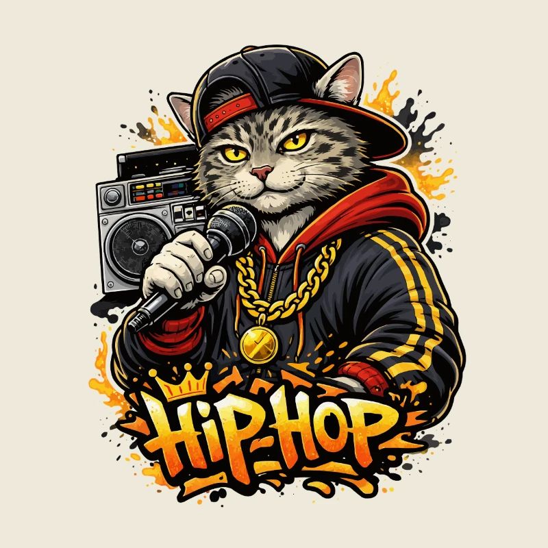 HipHop Katze mit Mikro