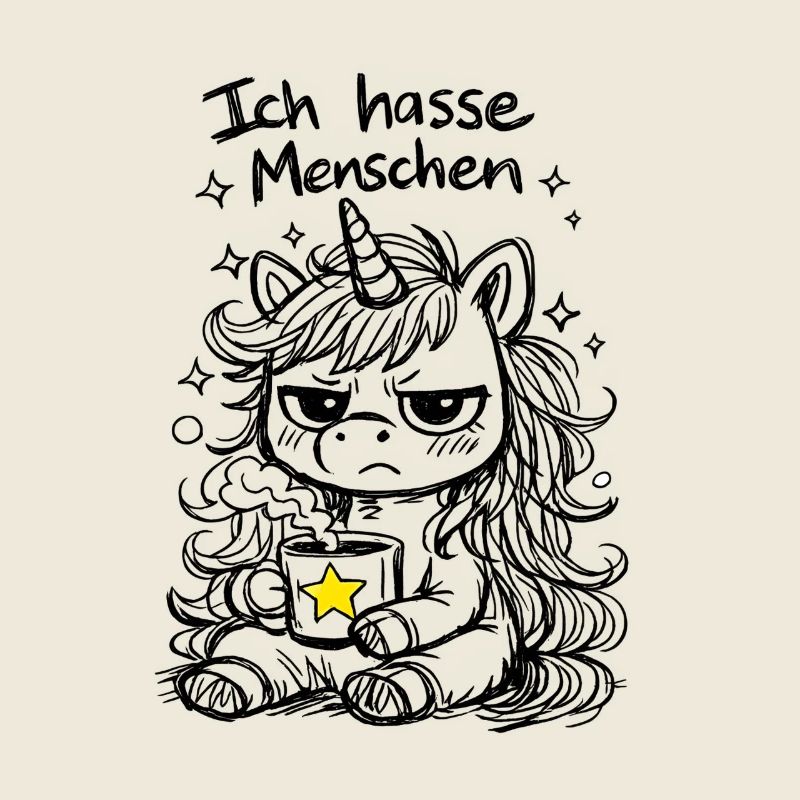 Süßes Einhorn Kritzelstil mit Spruch