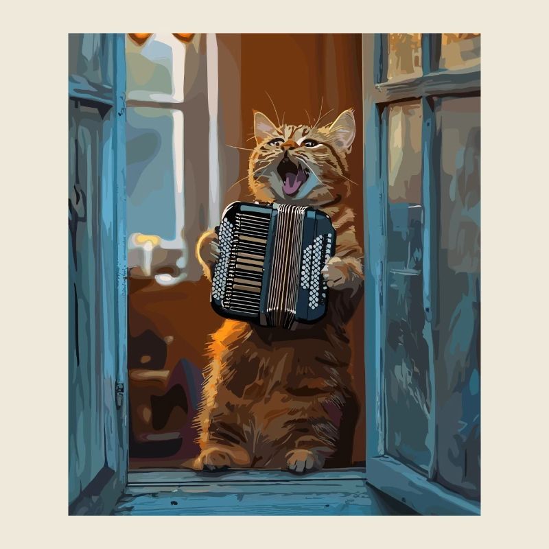 Chat de fenêtre avec accordéon