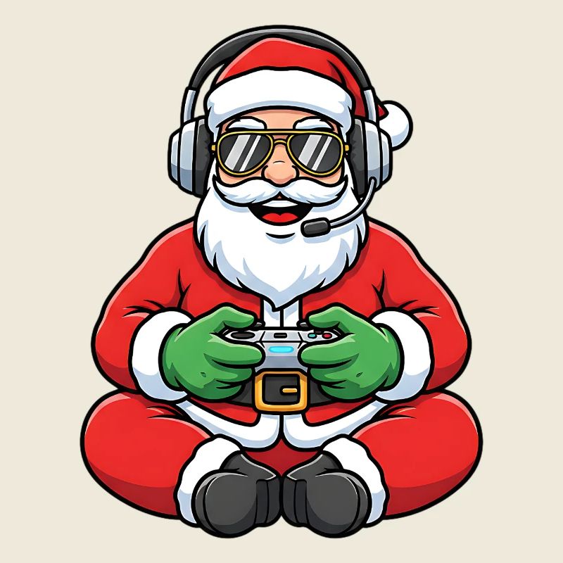 Gamer Santa Claus Playing Video Game Controller