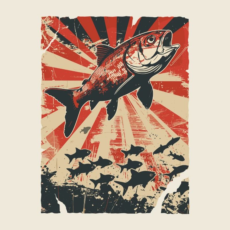 Jumping Fish dans un style poster rétro
