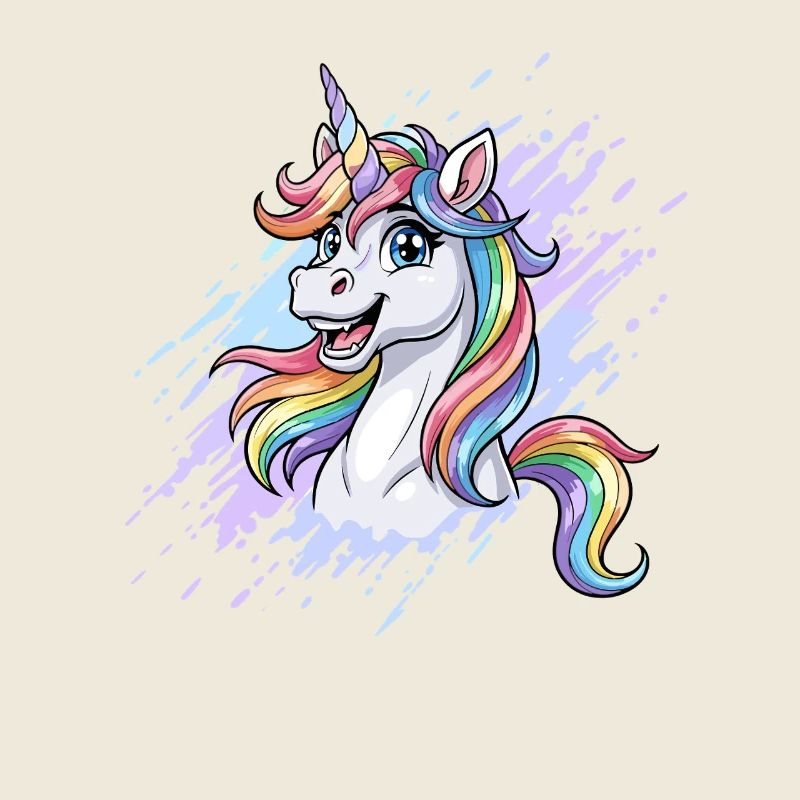 Regenbogen Einhorn Kopf Splash
