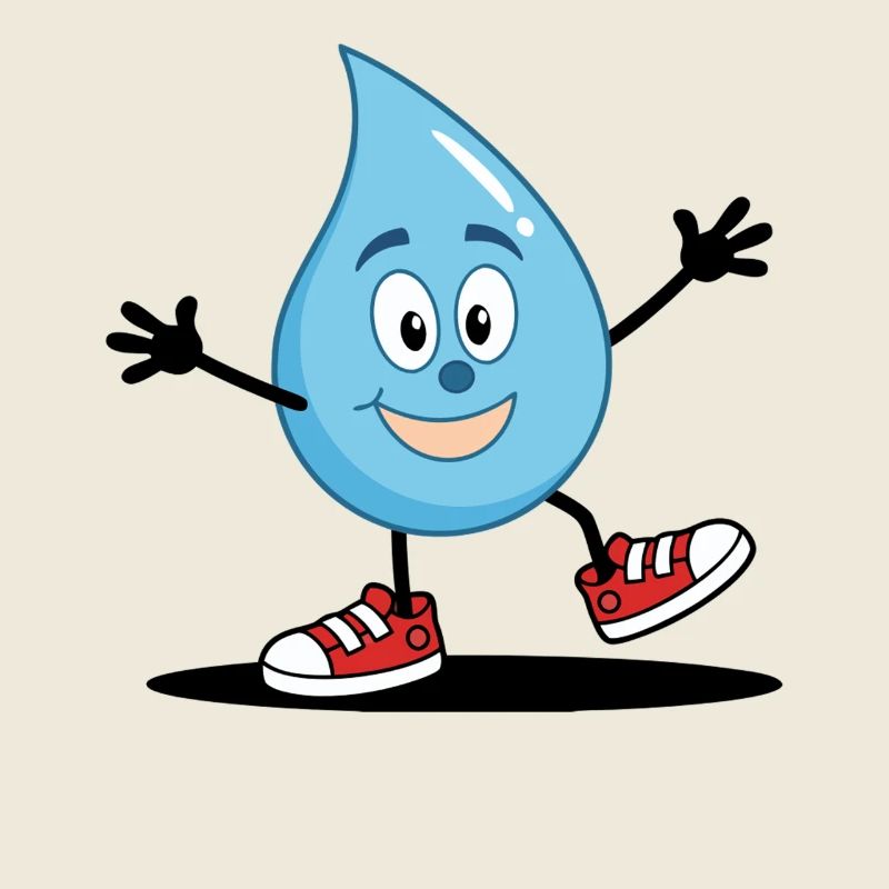 Ein lustiger Wassertropfen Gesicht in Turnschuhen