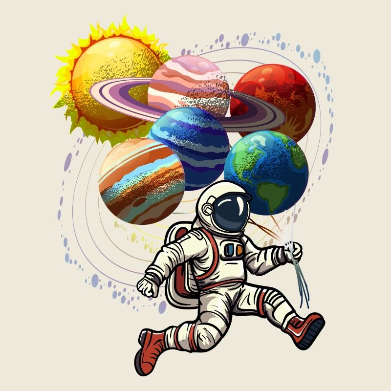 Astronaut mit Planetenballons