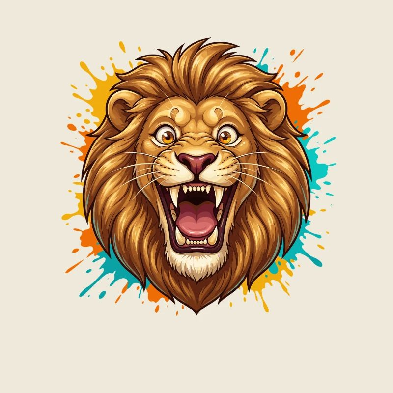 Lion Head Paint Splash