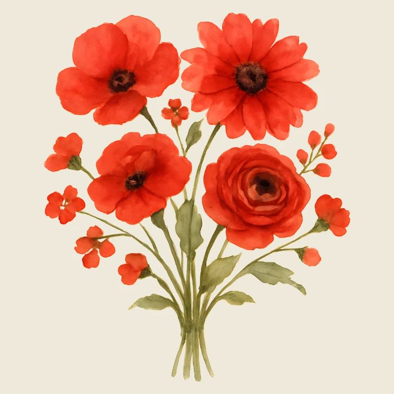 Bouquet de fleurs rouges