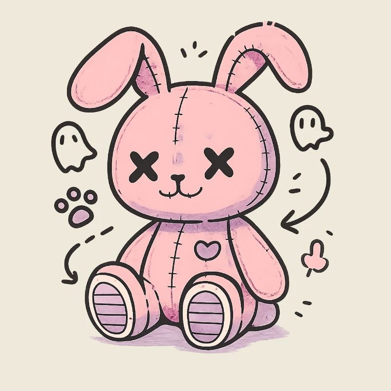 Gothic Bunny Weirdcore Dark Horror Animal Doll