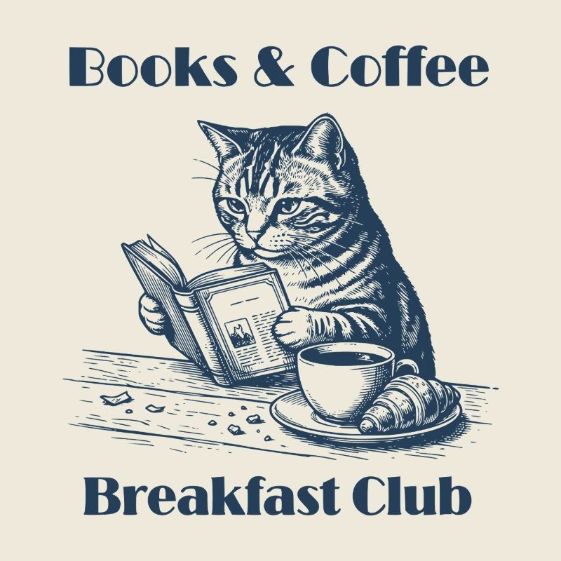 Books & Coffee Cat – Cozy Reader Design