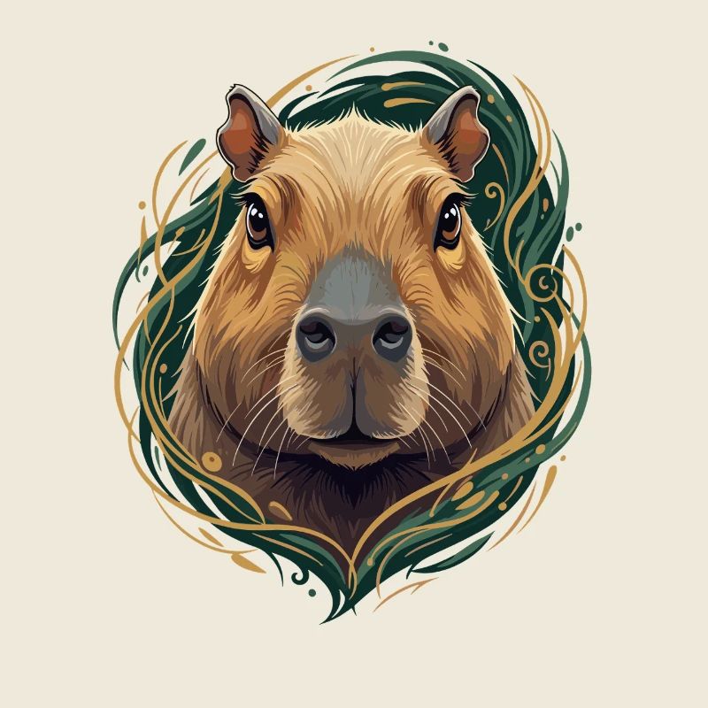 Capybara im Ornamentrahmen