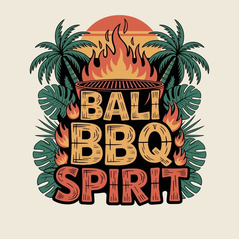 Bali BBQ Spirit Tropical BBQ Fire Palm Trees