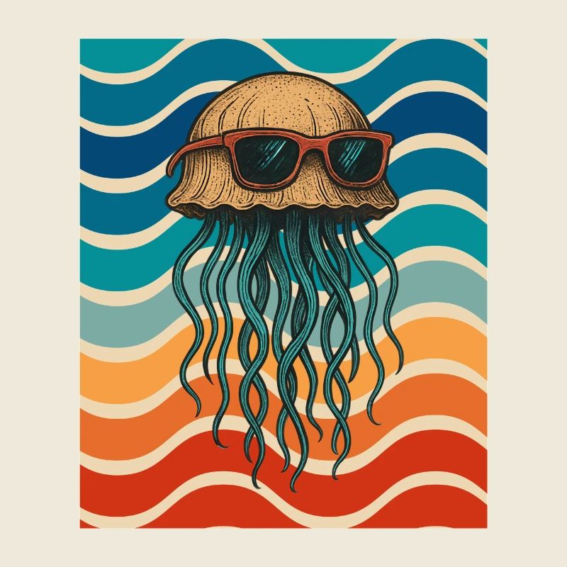 Quallen-Sonnenbrille im Retro-Wellendesign