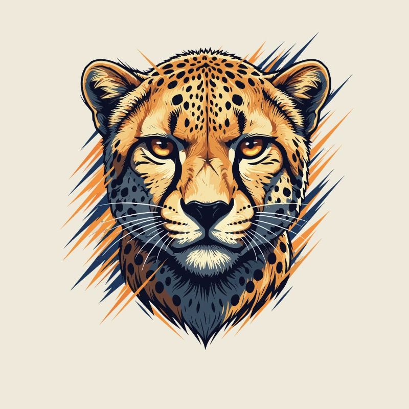 Cheetah Head Neon Brush Style