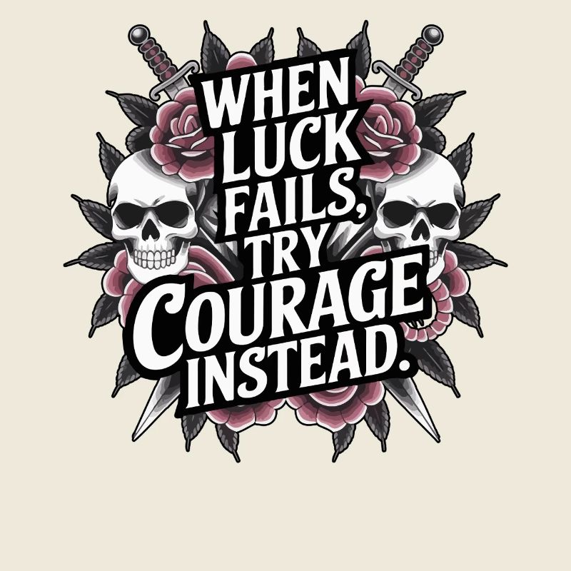 Citation du style de tatouage Le courage avant la chance