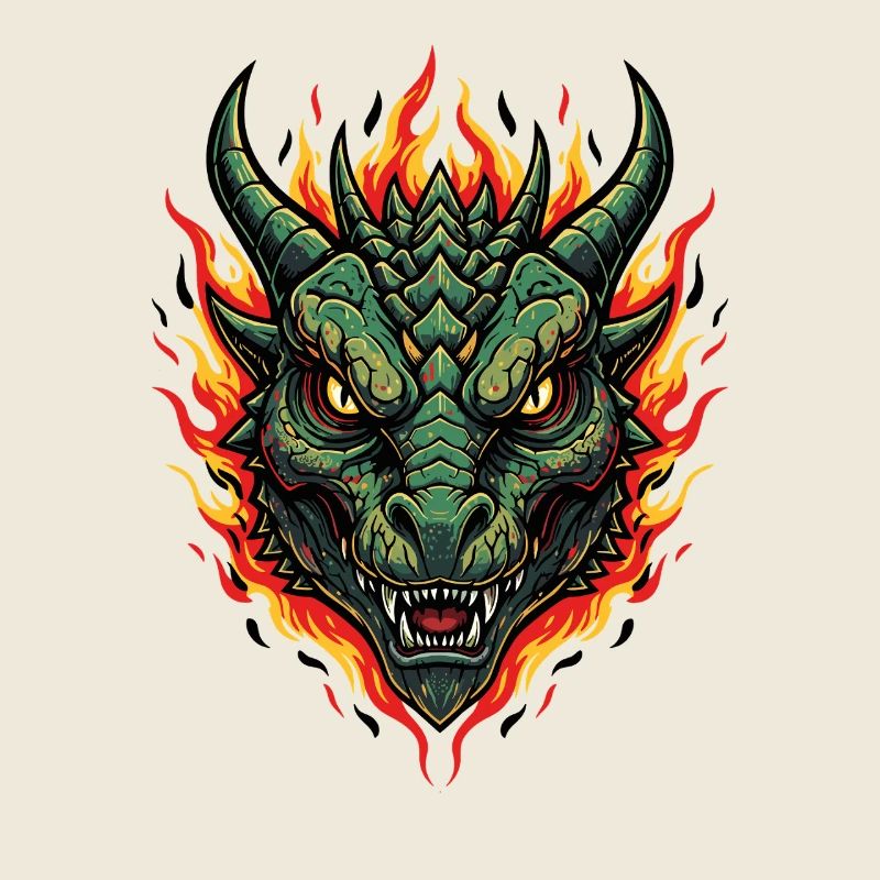 Flammen Drachenkopf Feuerillustration