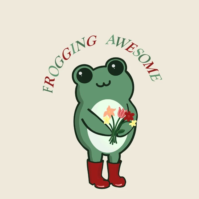 Frogging Awesome – Grenouille mignonne avec des fleurs