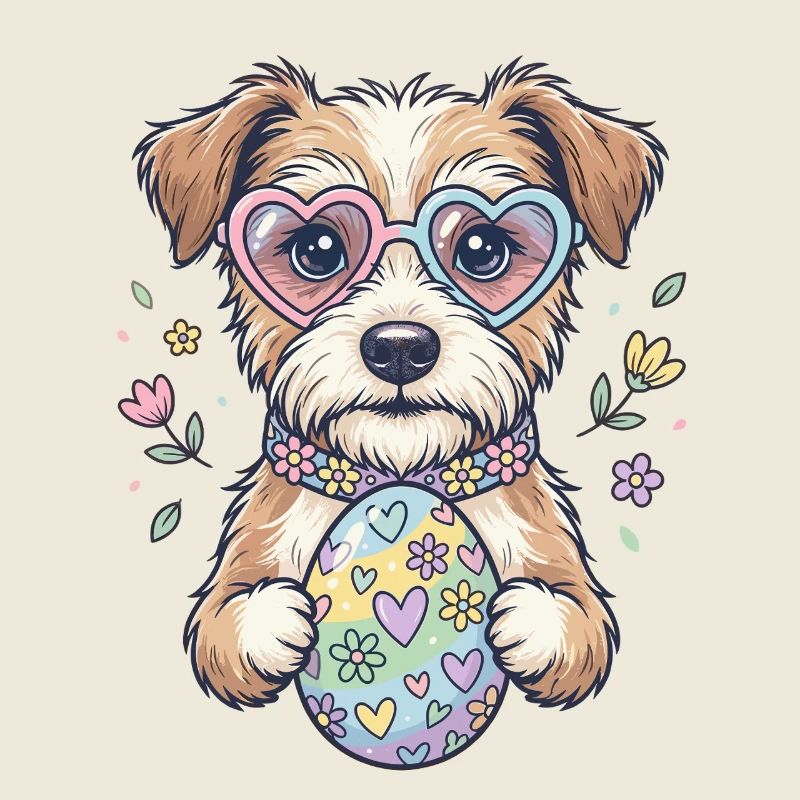 Hunde mit Herzbrille und Oster-Ei