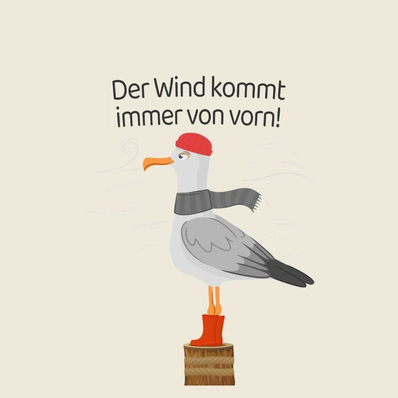 Gegenwind Spruch Möwe Minimalistisch Design