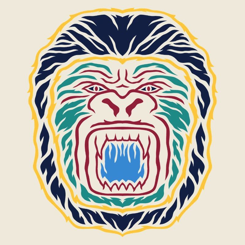 Emblème du Gorille Néon : Visage Coloré