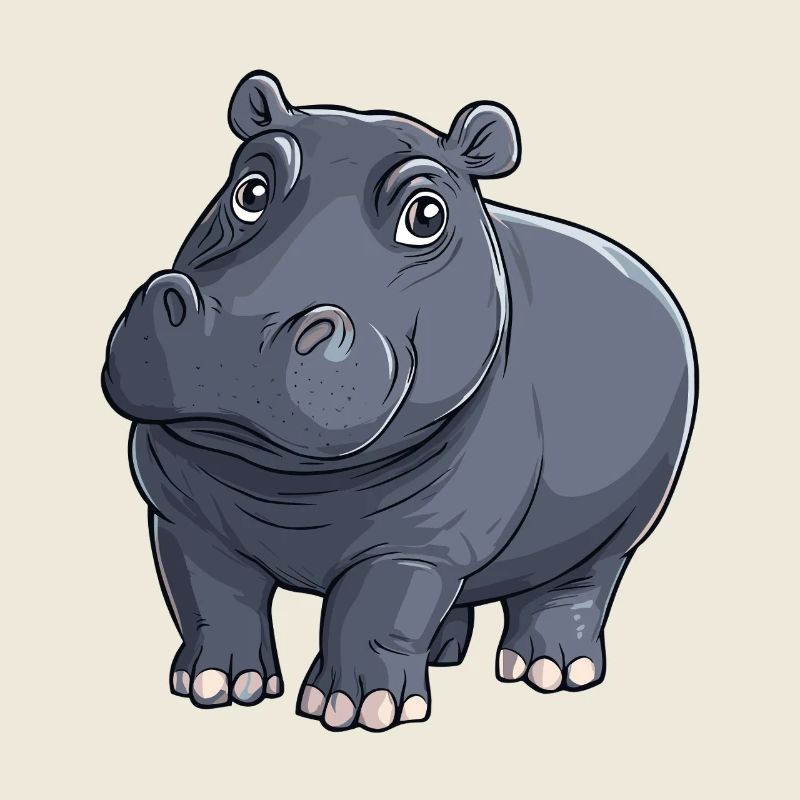 Hippo Nilpferd Illustration