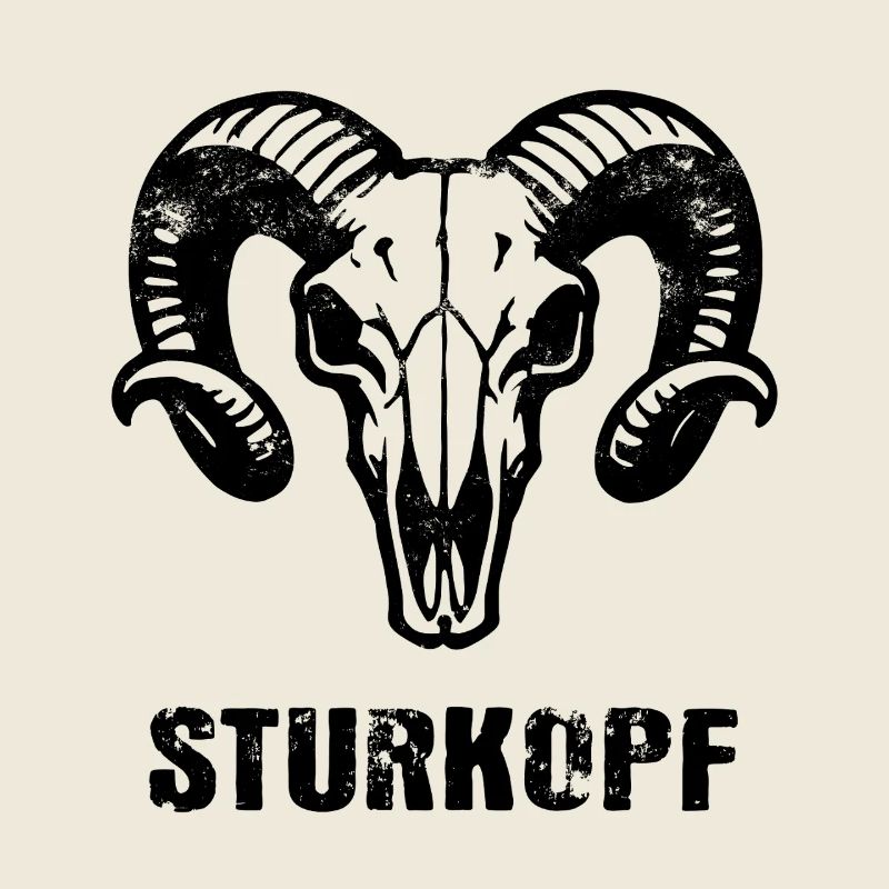 Sturkopf | Widderkopf Schädel mit Hörnern