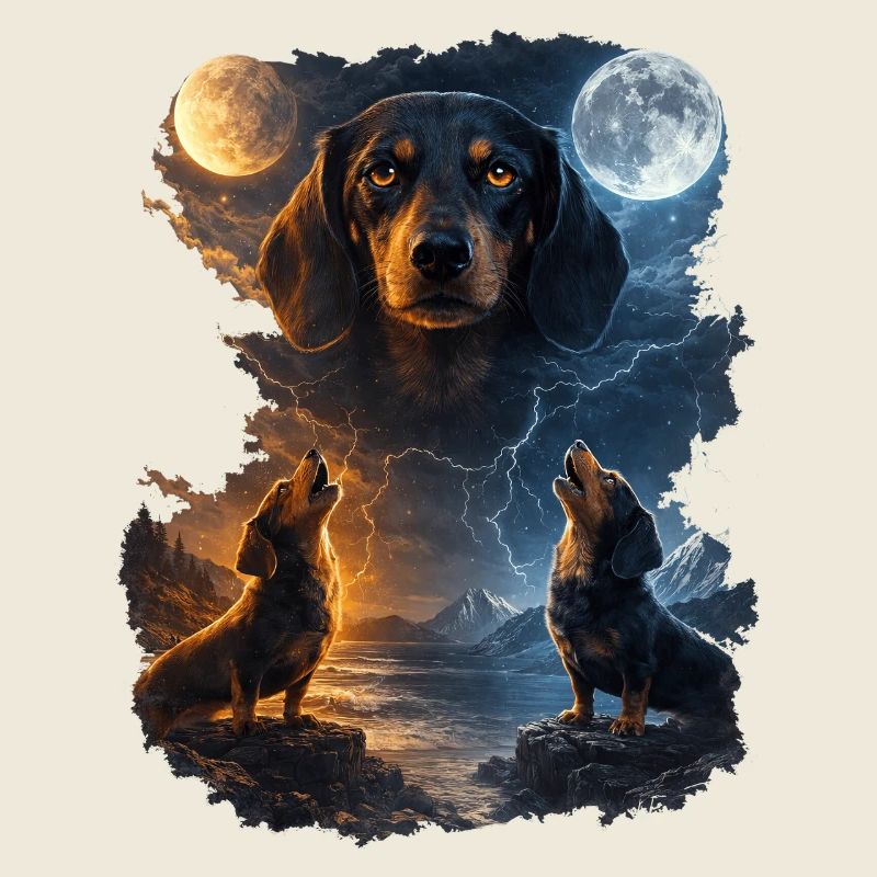 Moon howl: Two dog howlers