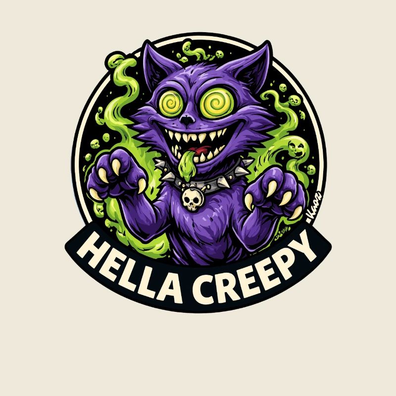 Hella Creepy Neon Cat