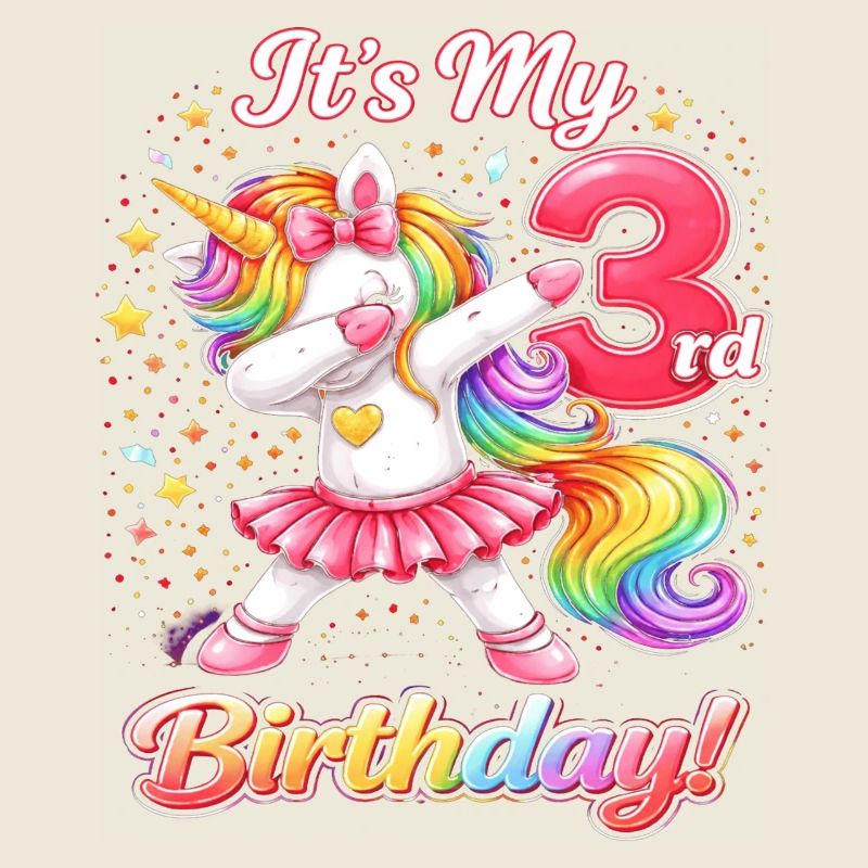 Dritter Geburtstag Einhorn Regenbogen