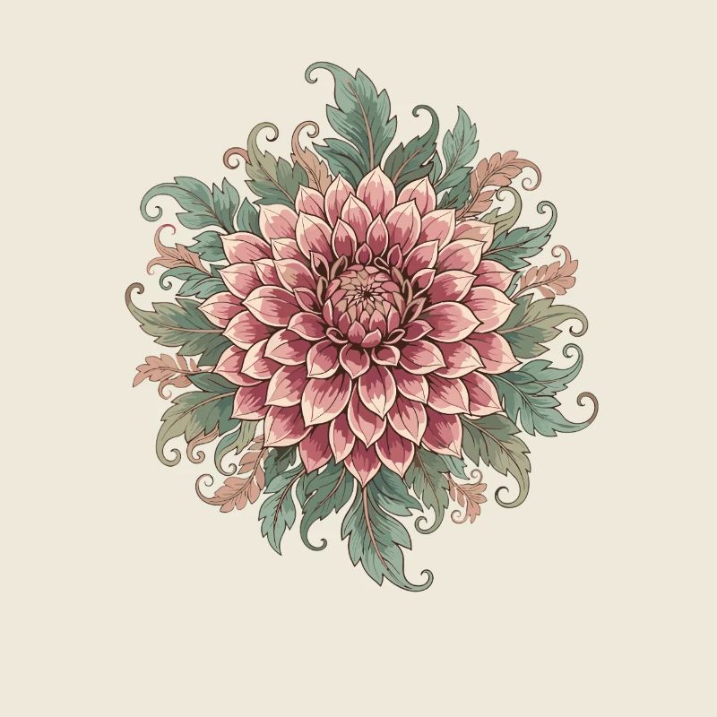 Dahlias Mandala Rosé Green