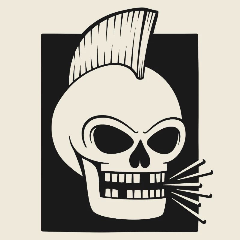 Punk Rock Skull With Mohawk