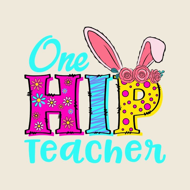 Un joli logo fleuri de lapin enseignant