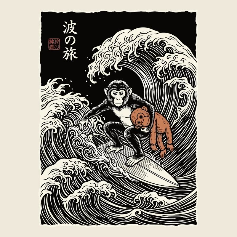 Ukiyo-e Baby Monkey Punch