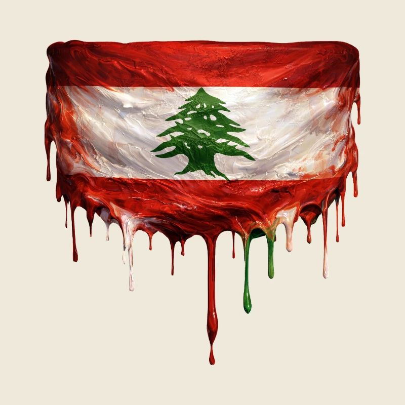 Drapeau libanais avec de la peinture dégoulinante
