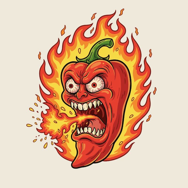 Flammenpeperoni Wütendes Gesicht