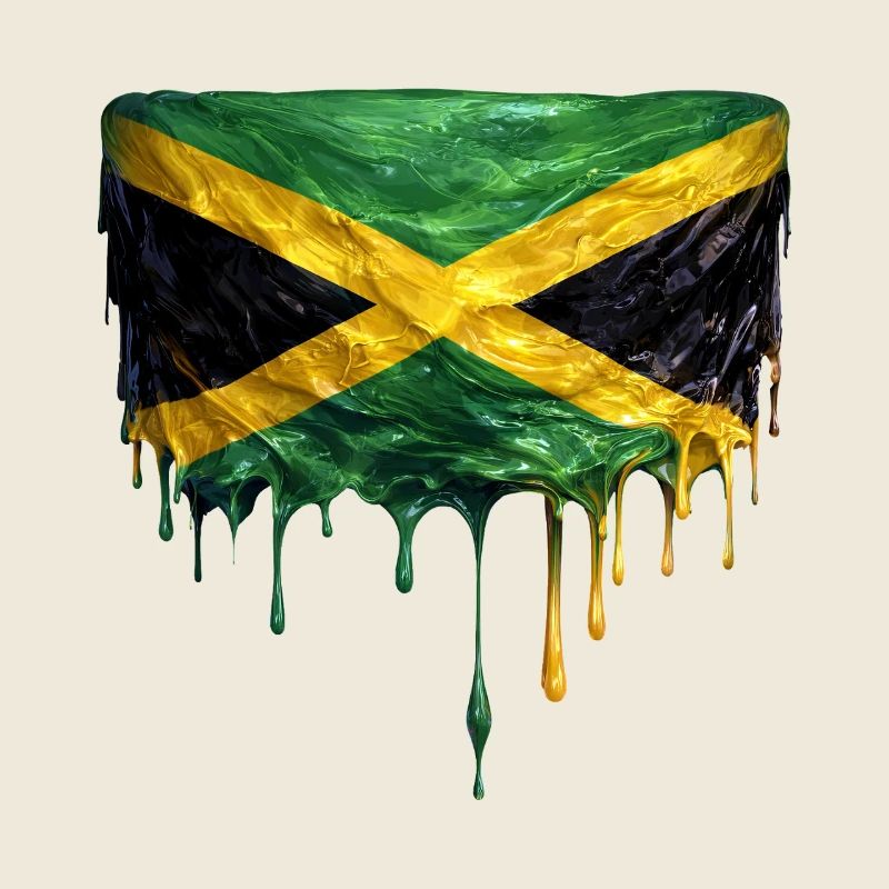 Impression en goutte de larme du drapeau de la Jamaïque