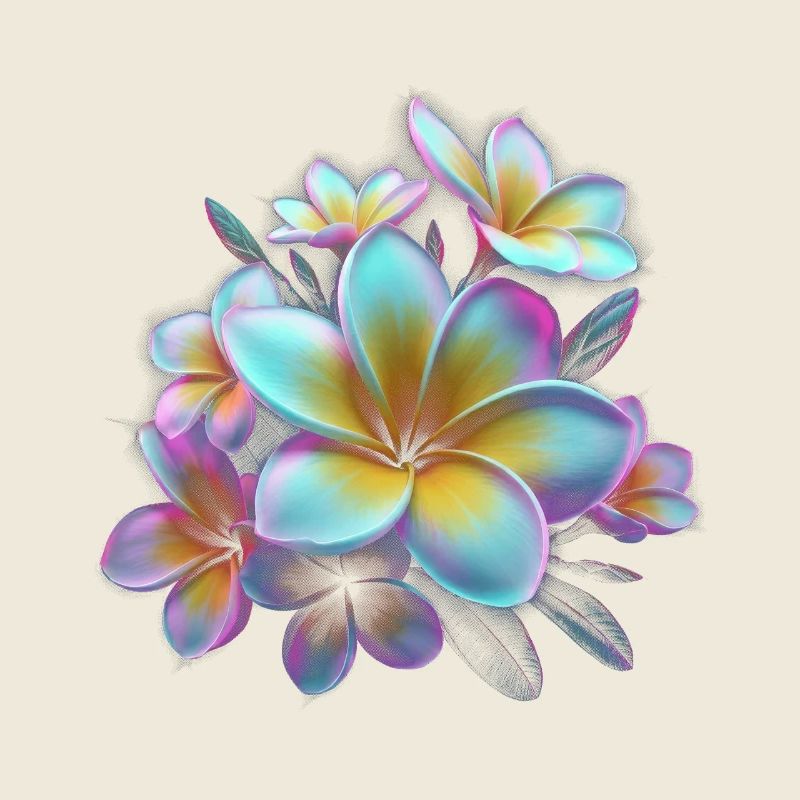 Regenbogen Plumeria Farbexplosion