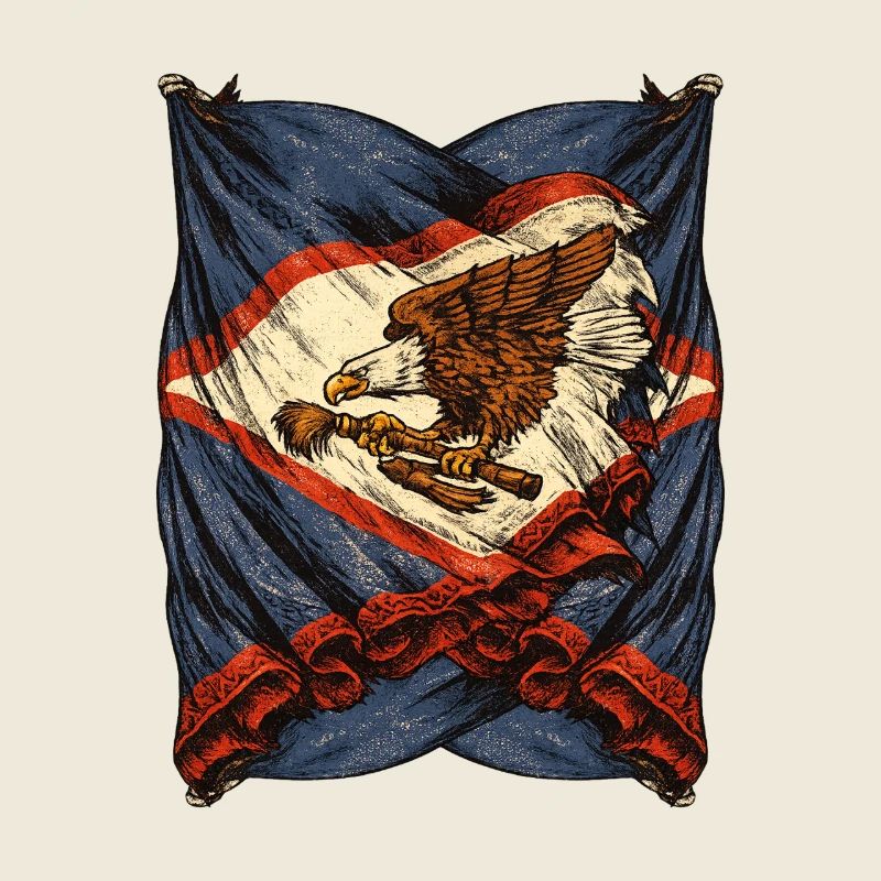 Vintage Adler Flagge Emblem mit Gewehr