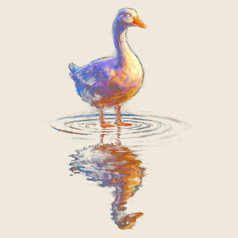 Wasserfarbene Ente am Teich
