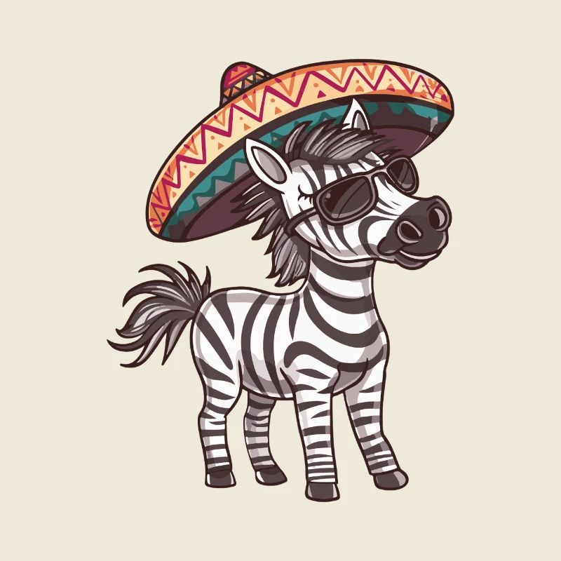 Zebra Comic Lustig Sombrero